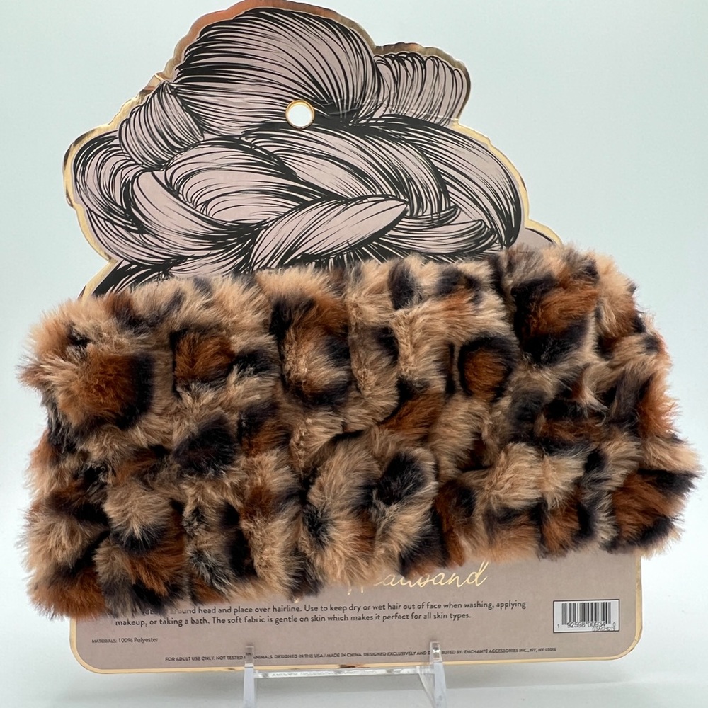 NWT Plush Leopard Print Spa Headband - Picture 3 of 4